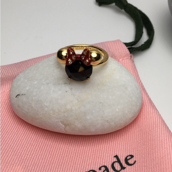 kate spade Jewelry - Kate Spade ♠️ New York Disney X Minnie Black Multifaceted Stone Ring Gold